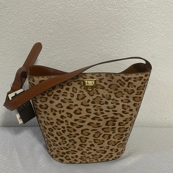 Lauren Ralph Lauren Calf Hair Medium Harlow Bucket Bag - Picture 8 of 8